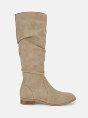 Natur - Novo Josslyn Kniehohe, flache Stiefel mit Raffung - Bild 2 von 5
