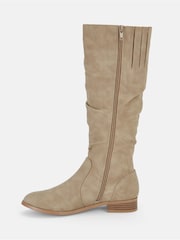 Natur - Novo Josslyn Kniehohe, flache Stiefel mit Raffung - Bild 3 von 5