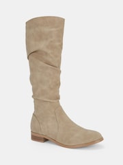 Natur - Novo Josslyn Kniehohe, flache Stiefel mit Raffung - Bild 4 von 5