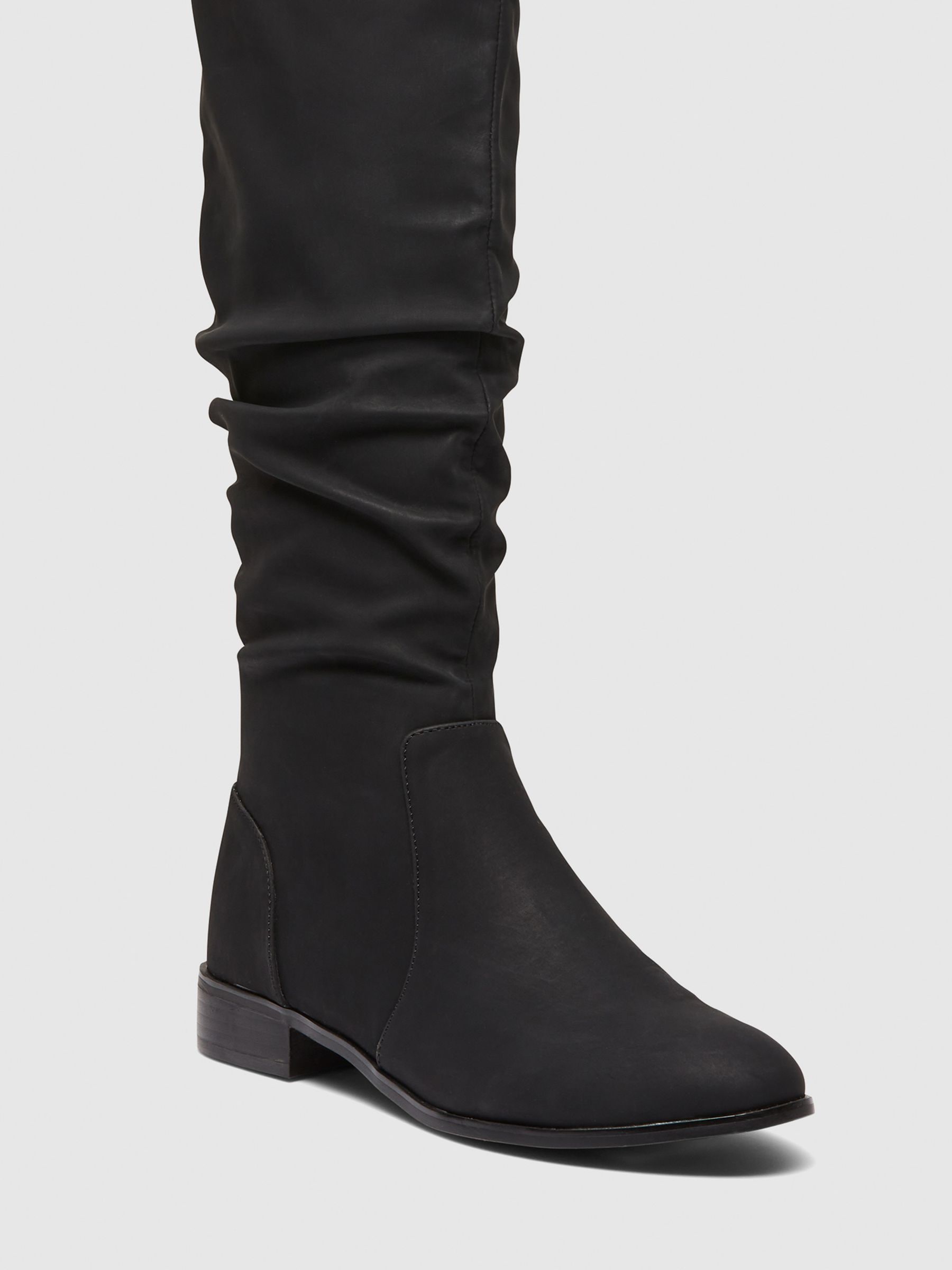 Buy Novo Black Standard Fit Josslyn Ruched Knee High Flat Boots from the Next UK online shop