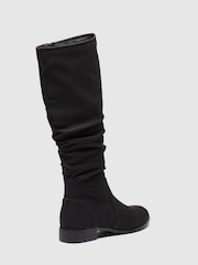 Novo Black Standard Fit Josslyn Ruched Knee High Flat Boots - Image 4 of 4
