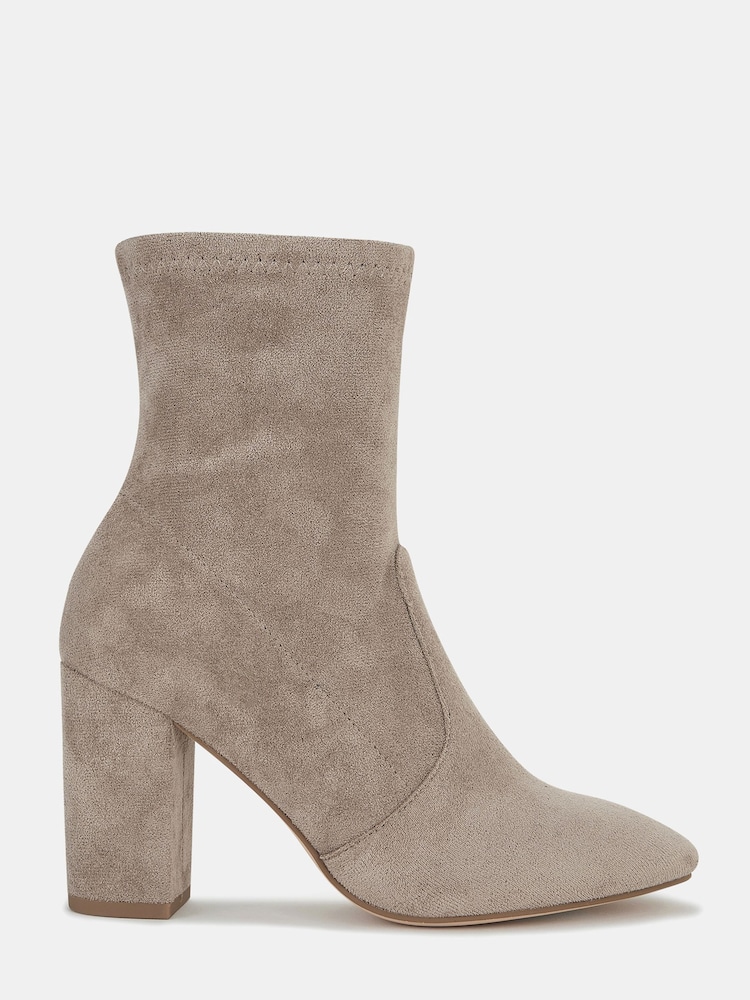 Novo Natural Wide Fit Kellan Block Heel Sock Ankle Boots - Image 2 of 4