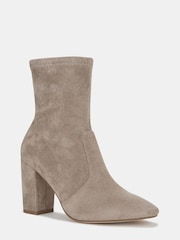 Novo Natural Wide Fit Kellan Block Heel Sock Ankle Boots - Image 4 of 4