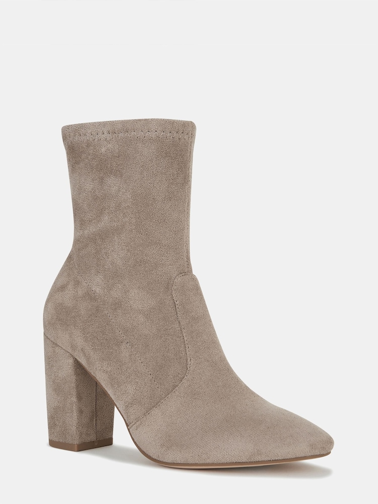 Novo Natural Wide Fit Kellan Block Heel Sock Ankle Boots - Image 4 of 4
