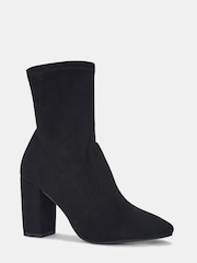 Novo Black Wide Fit Kellan Block Heel Sock Ankle Boots - Image 3 of 4