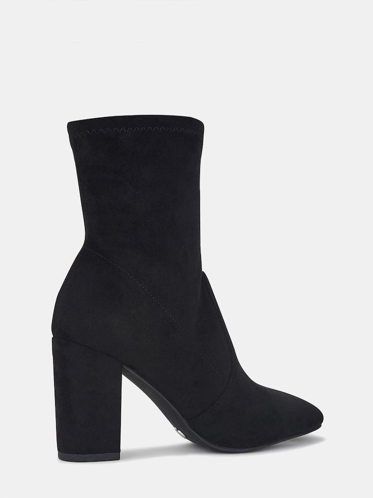 Novo Black Wide Fit Kellan Block Heel Sock Ankle Boots - Image 4 of 4