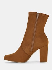 Novo Brown Kellan Block Heel Sock Ankle Boots - Image 3 of 5