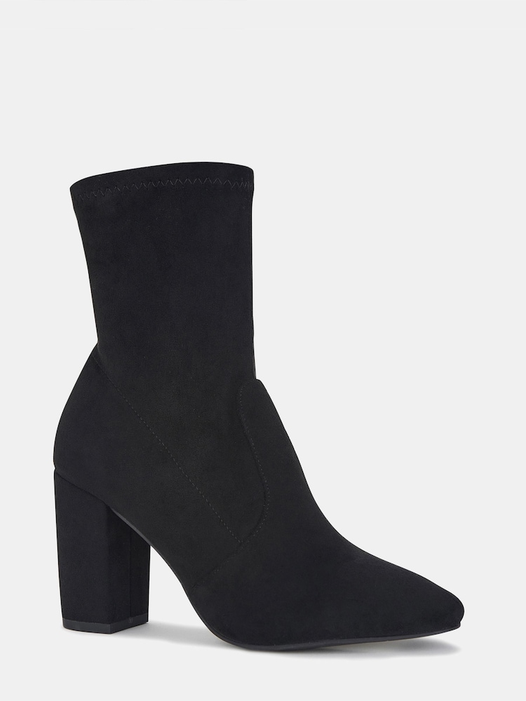 Novo Black Kellan Block Heel Sock Ankle Boots - Image 4 of 4