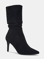 Novo Black Regular Fit Dekota Mid Heel Point Ruched Ankle Boots - Image 3 of 4