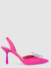 Novo Pink Intelligent Diamante Bow Point Slingback Mid Heel Courts - Image 2 of 4