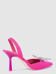 Novo Pink Intelligent Diamante Bow Point Slingback Mid Heel Courts - Image 3 of 4