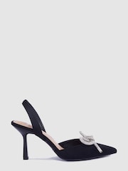 Novo Black Intelligent Diamante Bow Point Slingback Mid Heel Courts - Image 2 of 4