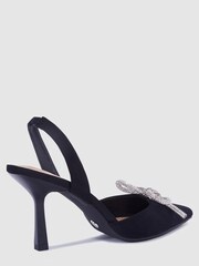 Novo Black Intelligent Diamante Bow Point Slingback Mid Heel Courts - Image 3 of 4