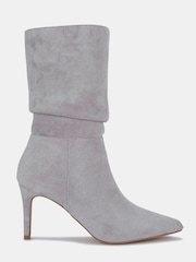 Novo Grey Regular Fit Dekota Mid Heel Point Ruched Ankle Boots - Image 2 of 4
