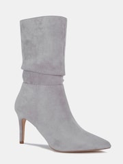 Novo Grey Regular Fit Dekota Mid Heel Point Ruched Ankle Boots - Image 3 of 4