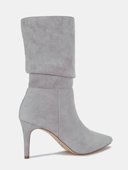 Novo Grey Regular Fit Dekota Mid Heel Point Ruched Ankle Boots - Image 4 of 4