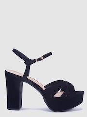Novo Black Regular Fit Luella Block Heel Platform Ankle Strap Sandal Heels - Image 2 of 4