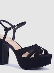 Novo Black Regular Fit Luella Block Heel Platform Ankle Strap Sandal Heels - Image 3 of 4
