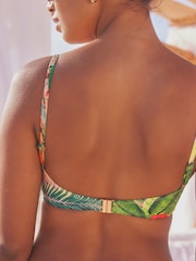 Tropical Print Shirred Bandeau Bikini Top - Image 4 of 6
