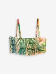 Tropical Print Shirred Bandeau Bikini Top - Image 6 of 6