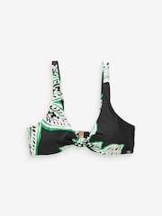 Green/Black Floral Knotted Triangle Bikini Top - Image 5 of 5