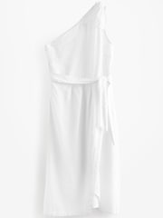 White One Shoulder Bow Detail Summer Dress - Image 5 of 6