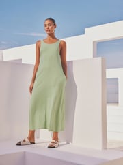 Sage Green Sleeveless Jersey Dress - Image 2 of 7