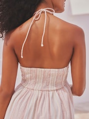 Rosa gestreift - Gestuftes Sommerkleid in Maxilänge mit Neckholder - Bild 5 von 8