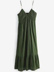 Khaki Green Crochet Maxi Summer Dress - Image 6 of 7