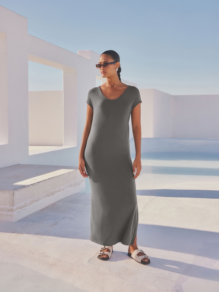 Grey Jersey Maxi Summer Dress - Image 1 of 6