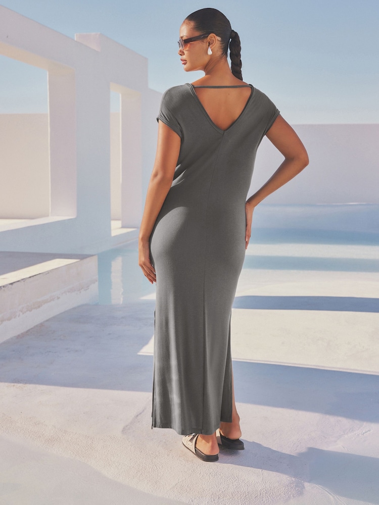 Grey Jersey Maxi Summer Dress - Image 2 of 6