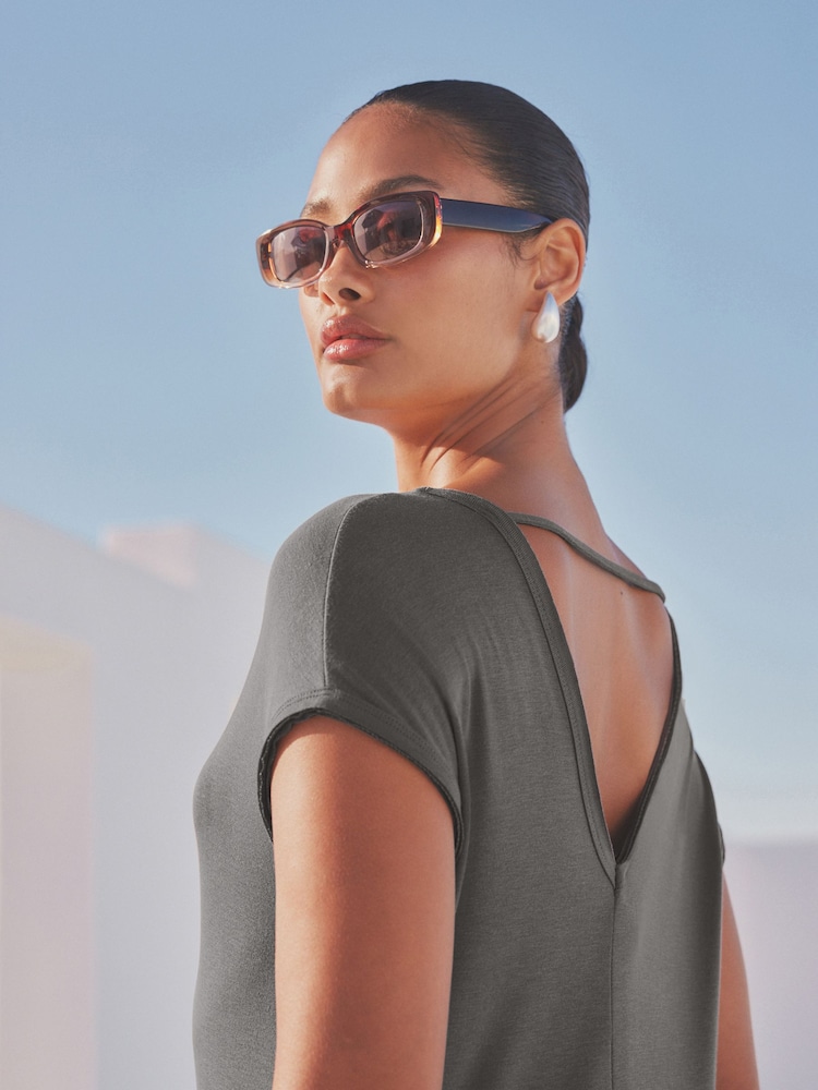 Grey Jersey Maxi Summer Dress - Image 4 of 6