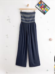 Navy Blue Multiway Halter-Tie Bandeau Wide Leg Jumpsuit - Image 4 of 5