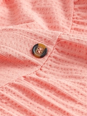 Coral Pink Button Down 100% Cotton Cami Summer Dress - Image 5 of 5