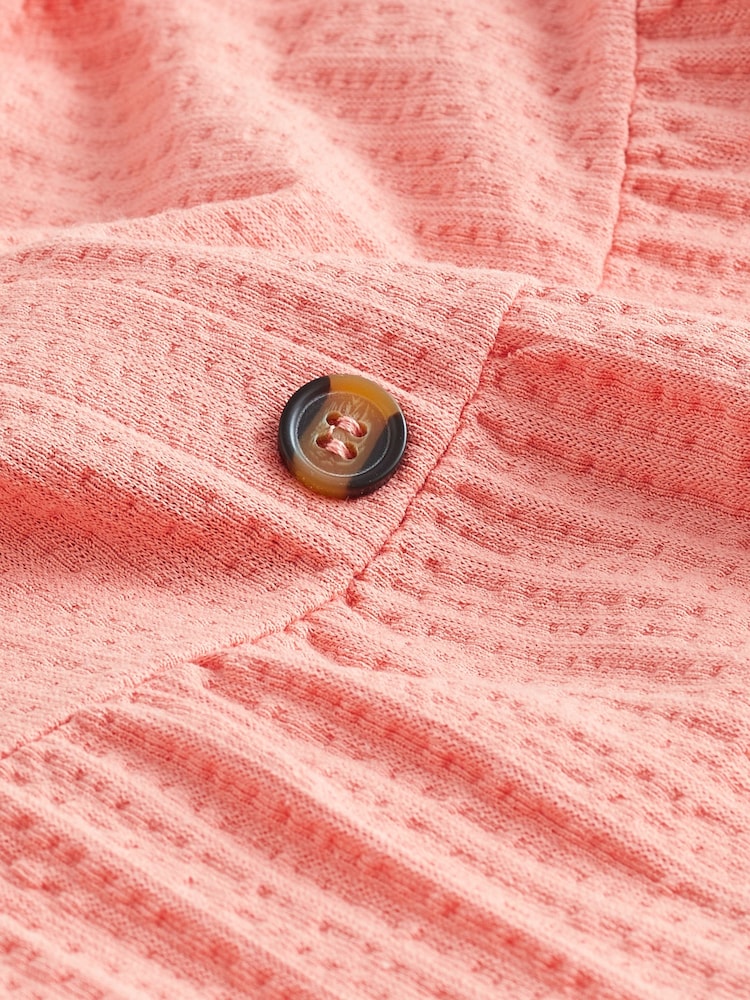 Coral Pink Button Down 100% Cotton Cami Summer Dress - Image 5 of 5