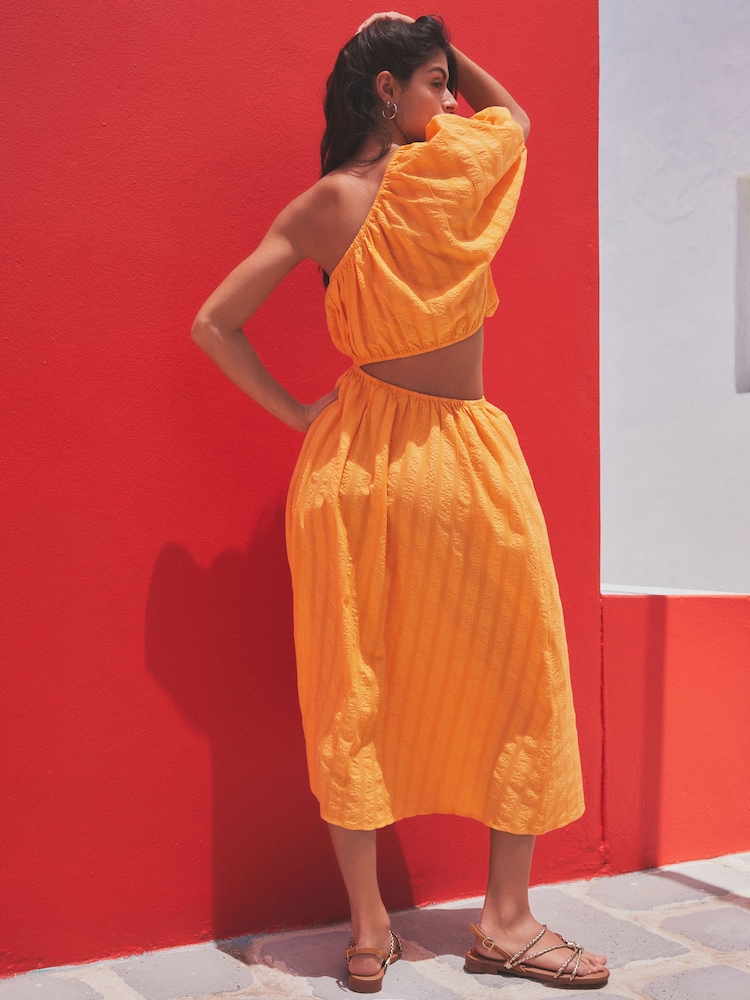 Orange One Shoulder Summer Dress - Image 2 of 6