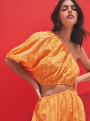 Orange One Shoulder Summer Dress - Image 3 of 6