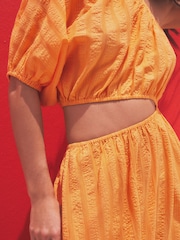 Orange One Shoulder Summer Dress - Image 4 of 6