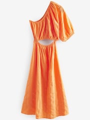 Orange One Shoulder Summer Dress - Image 5 of 6