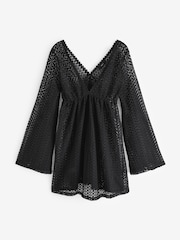 Black Crochet Lace Beach Cover-Up Kaftan - Image 6 of 7