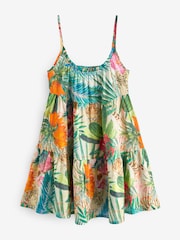 Tropical Mini Tiered Summer 100% Cotton Dress - Image 2 of 3