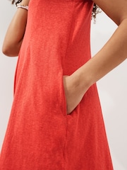 Red V-Neck Jersey Romper 100% Cotton Rich Playsuit - Image 5 of 6