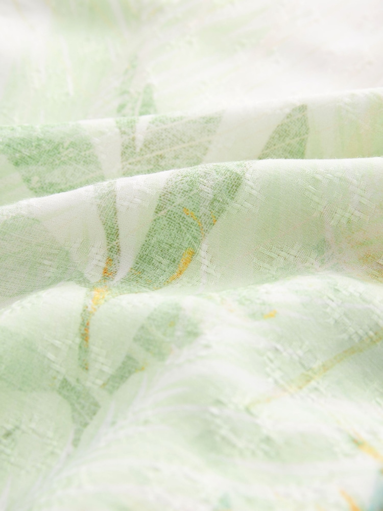 Cream/Green Tropical Off Shoulder Wide Leg Jumpsuit - Image 6 of 6