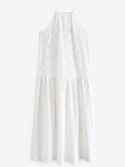 White Jersey Crochet Maxi Summer Cover-up Dress - Image 7 of 8