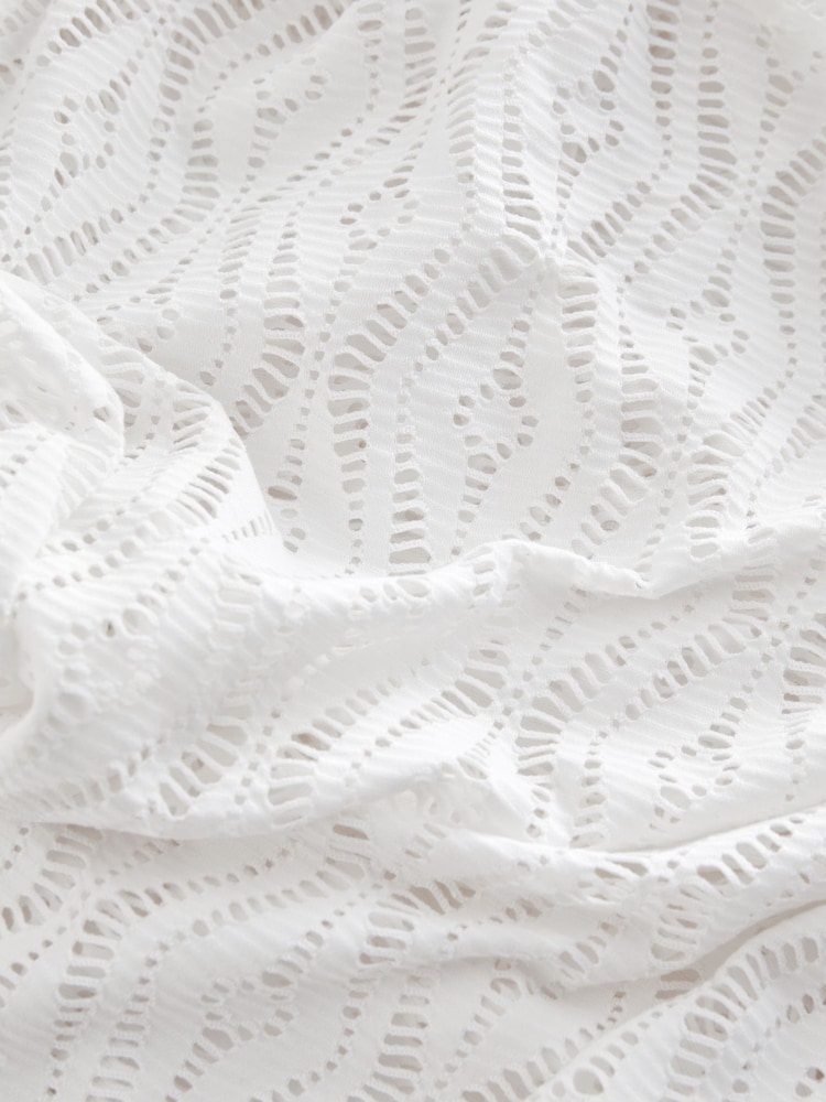 White Jersey Crochet Maxi Summer Cover-up Dress - Image 8 of 8