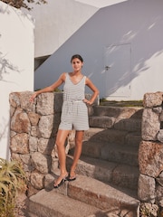 Cream/Navy Stripe Jersey V-Neck Playsuit - Image 2 of 8