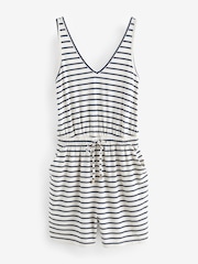 Cream/Navy Stripe Jersey V-Neck Playsuit - Image 7 of 8