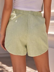 Khaki Green Easy Pull on Shorts - Image 4 of 6