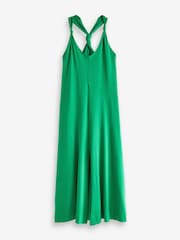 Green 100% Cotton Knot Summer Maxi Dress - Image 7 of 8