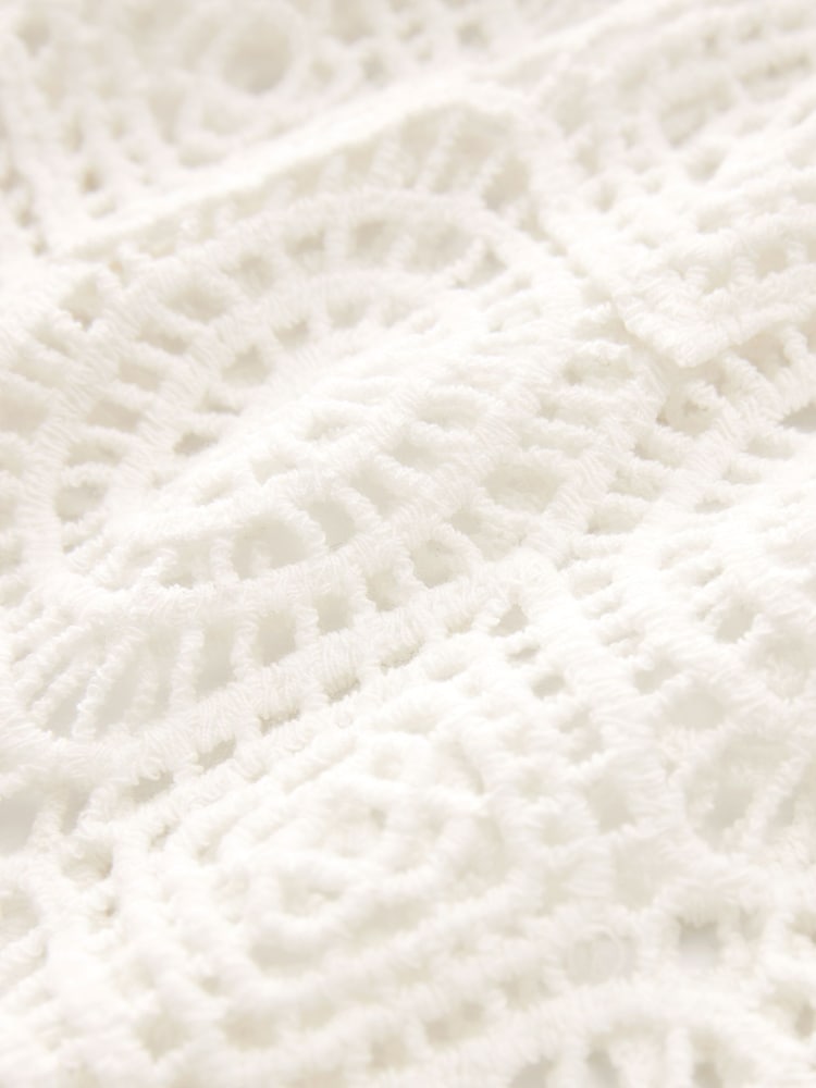 White 100% Cotton Crochet Cover-Up - Image 7 of 7